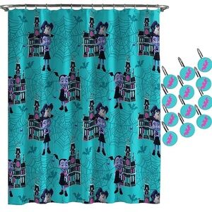Nwt Disney Vampirina Shower Curtain & 12-Piece Hook Set & Easy Use - Kids Bath